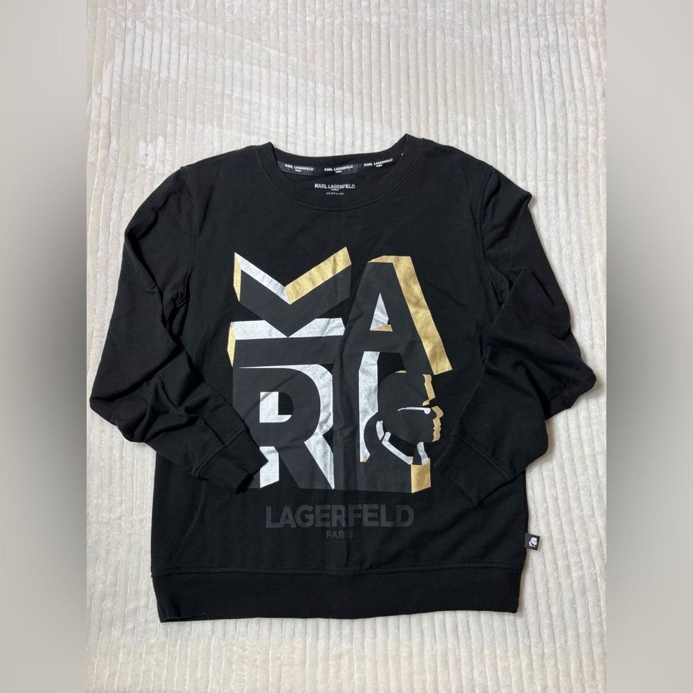 Karl Lagerfeld Paris Black Marais Logo Crewneck Sweatshirt | XS Never Worn